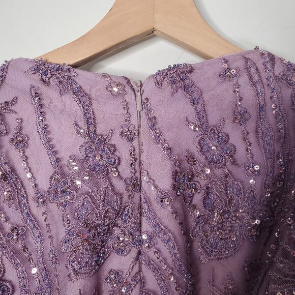 Mac Duggal Flutter Sleeve Long Formal Evening Gown Lilac Purple 67493 Size 10 - Picture 11 of 13